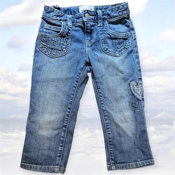 Old Navy Other - VTG Old Navy Girls Sz 6 Blue Denim Jeans Embroidered Cross Stitch Straight Y2K